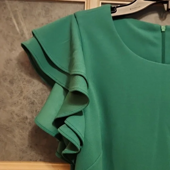 New! RN Studio green dress with ruffle sleeves size 4. Wedding party formal - Picture 5 of 9